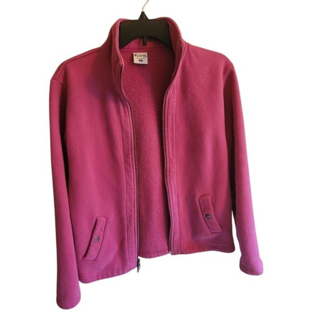 Columbia Pink Women's Jacket Size Medium Fleece Full Zip Warm Coton‎ Blend